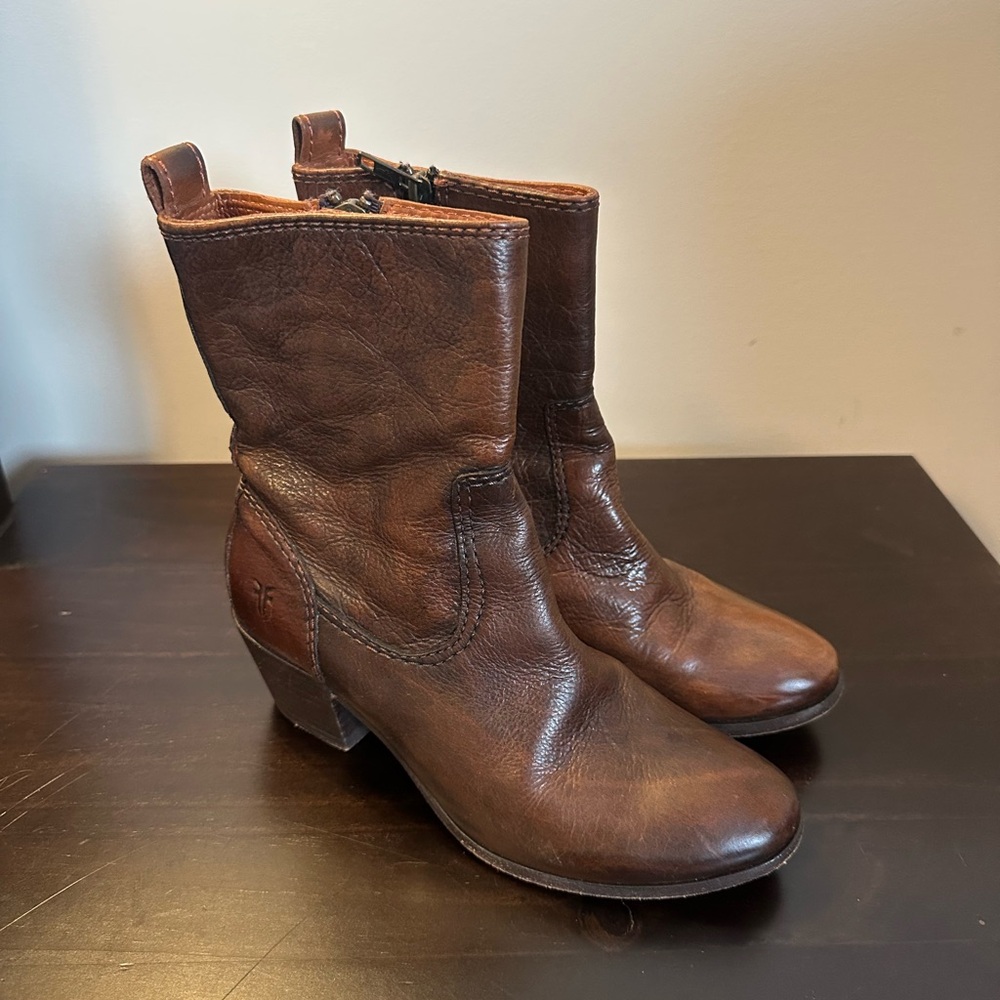 Frye Brown Leather Ankle Boots